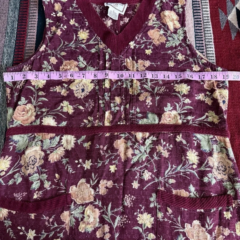 Vintage April Cornell Tapestry Midi Dress Sz S Burgundy Prairie Cottagecore Boho